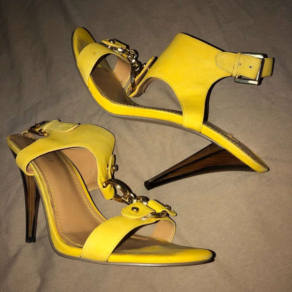 Yellow slingback heels